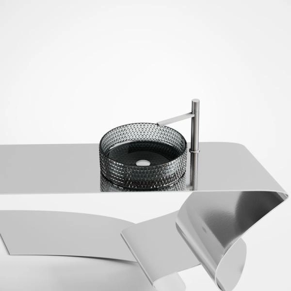 Умывальник чаша накладная круглая (цвет черный) Cristal 360x360x112мм