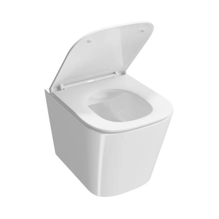 Унитаз Kerama Marazzi CUBO КУБО CU.wc.02 подвесной безободковый с крепежом и сиденьем, белый глянцевый