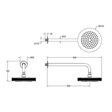 Gessi Inciso Верхний душ 21.8см., настенный, цвет: finox