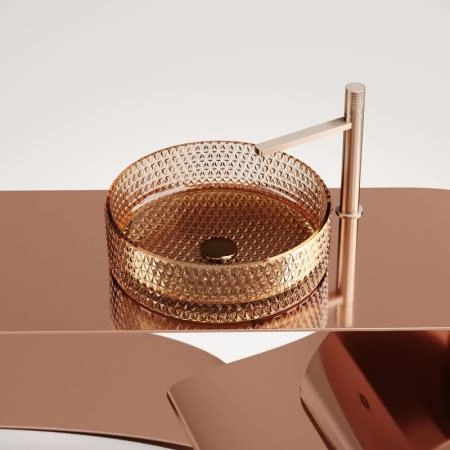 Умывальник чаша накладная круглая (цвет бежевый) Cristal 360x360x112мм