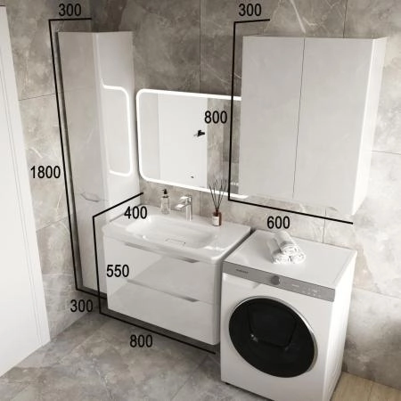 Тумба подвесная Style Line Марелла 80 (2 ящ.) Люкс антискрейтч белый глянец, PLUS