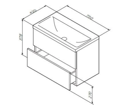 Раковина Am.Pm Gem M90WCC0752WG 75 см