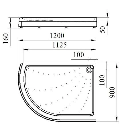 Поддон к душевому углу Соул 4 120х90 (левое исполнение, поддон на раме-подставке с устройством слива)