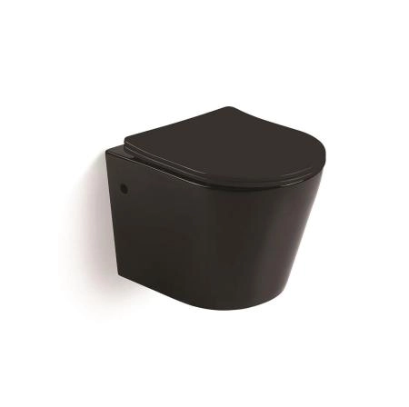 Унитаз CeramaLux B2330B BLACK подвесной безободковый сиденье микролифт