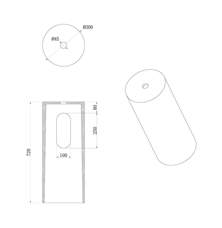 Пьедестал для раковины Boheme SOLE Corian 300*720 Red Wood 801-Base-RWood