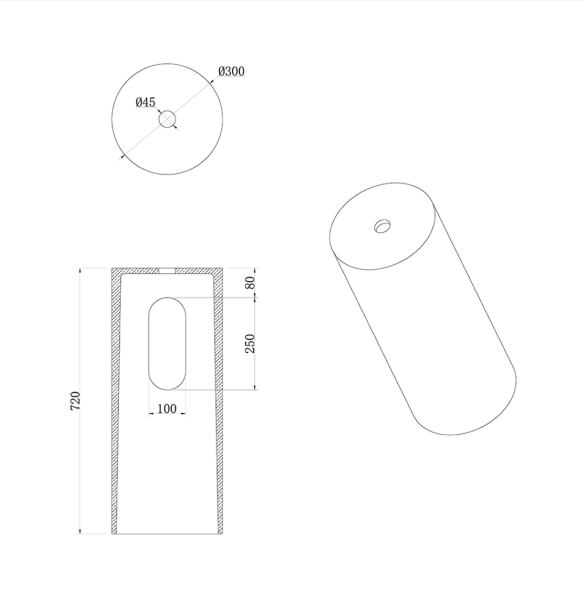 Пьедестал для раковины Boheme SOLE Corian 300*720 Red Wood 801-Base-RWood