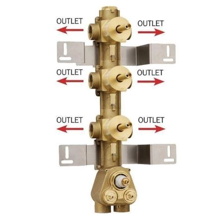 Скрытая часть с девиатором для термостата HighFlow Bossini Outlets Z030273000 на 6 выходов