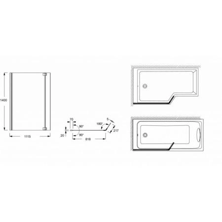 Шторка на ванну Jacob Delafon BAIN-DOUCHE NEO E4930-GA 112x140 см