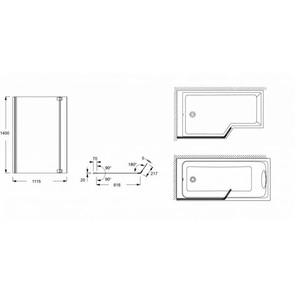 Шторка на ванну Jacob Delafon BAIN-DOUCHE NEO E4930-GA 112x140 см