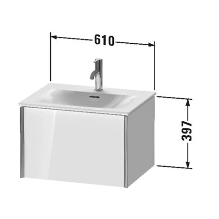 Duravit XViu Тумба подвесная 61x48x39.7см, с раковиной, 1 ящик, цвет: белый глянцевый/champagne matt