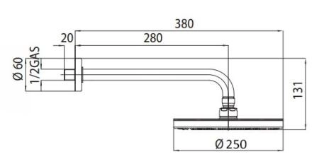 Верхний душ Bossini Elios H19412G.030 диаметр 250 мм хром
