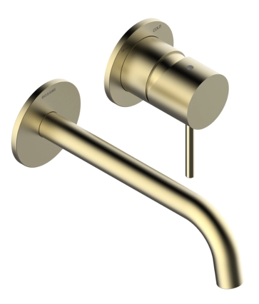 Bossini Teo смеситель для раковины, однорычажный, встраиваемый, настенный, внешняя часть, излив 185 мм, цвет brushed gold