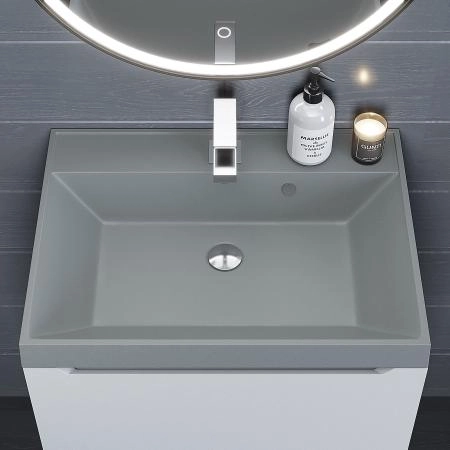 Раковина кварцевая Uperwood Classic Quartz 60 см, серая матовая, платина