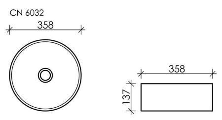 Умывальник чаша накладная круглая Element 358x358x137мм