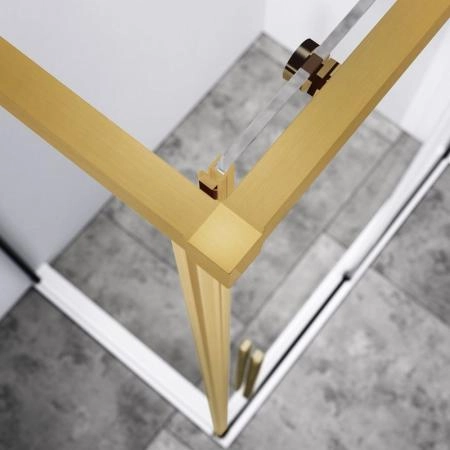 Душевой уголок Vincea Slim-N VSR-4SN8011CLG, 1100*800, брашированное золото, стекло прозрачное