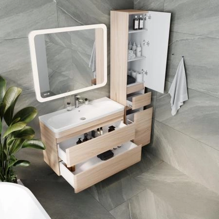 Тумба подвесная Style Line Атлантика 100, Люкс ясень перламутр, PLUS