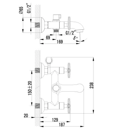 Смеситель Lemark Plus Spirit LM1912C для ванны