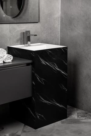 Раковина напольная Boheme Cube Corian 480*480*850 Nero Marquina 802-NM