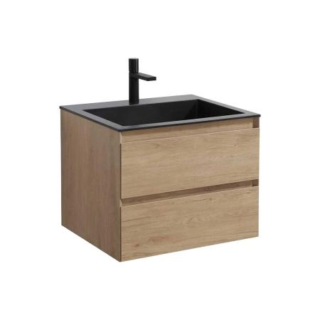 Тумба под раковину Vincea Luka 600 подвесная, 2 выкатных ящика soft-close, N.Oak