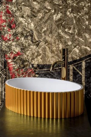 Раковина Boheme Canale рифл глянец золото 878-G