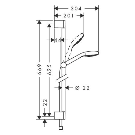 Hansgrohe Croma Select E 1j Uni Душевой гарнитур, с рчным душем, настенный, цвет: хром