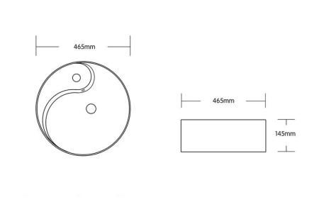 Раковина Cerutti SPA CR7009W накладная, белая, круглая, под смеситель, с переливом 465х465х145