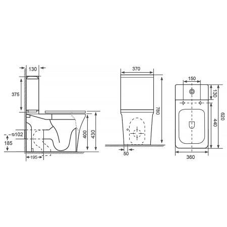 Унитаз напольный  Azario Candy 370х620х780 безободковый,  и сиденьем микролифт (AZ-1503B)