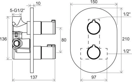 Смеситель для душа Ravak Chrome CR 064.00 скрытого монтажа термостат X070095