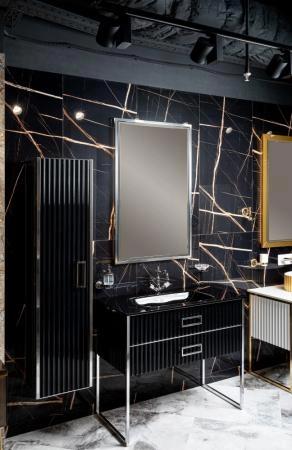 Зеркало Boheme MONACO с подсветкой 70*110CM глянец черная+хром 566-BCR