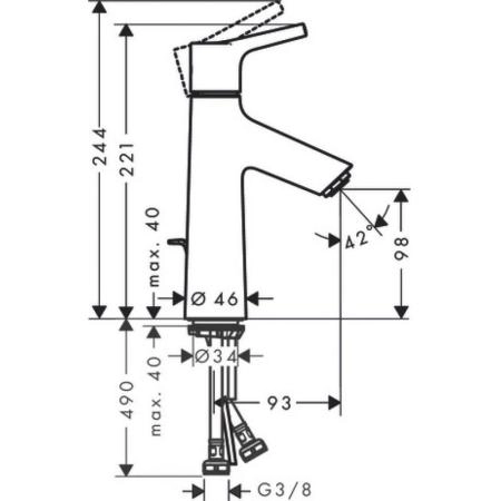 Hansgrohe 72022000 Talis S Смеситель для раковины 98 мм, со сливным гарнитуром, CoolStart, хром