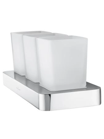 Три стакана для зубных щеток с держателем WONZON & WOGHAND LOTTE, Хром (WW-8338)