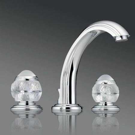THG Panthere Cristal clair Смеситель для раковины, 3 отв., цвет: хром/прозрачный хрусталь