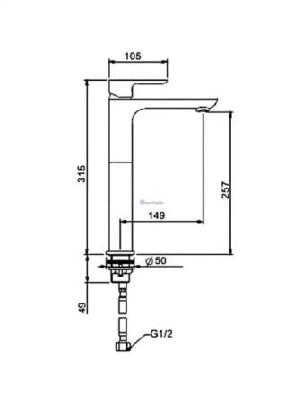 Смеситель высокий для раковины Gappo G1048-92 Оружейная сталь