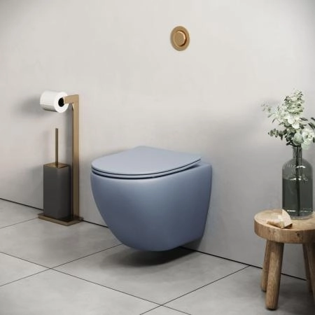Унитаз Grossman GR-4455BSMS-21 Color (485*365*360) ГОЛУБОЙ МАТОВЫЙ подвесной Безободковый с тонкой крышкой