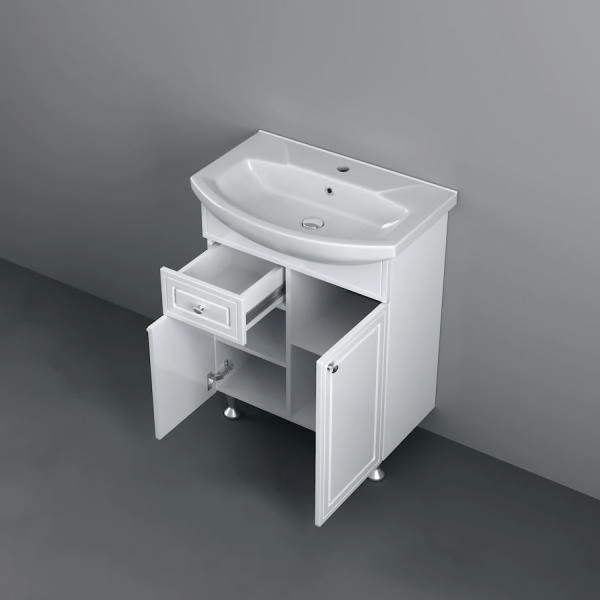 Тумба с раковиной напольная RedBlu by Damixa Palace One M41-FSX0653WG-WCC065 белый глянцевый