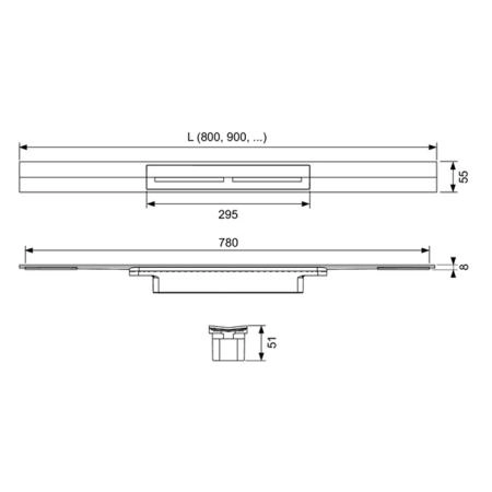 TECE Профиль для душа TECEdrainprofile, 1200 мм, PVD Brushed Black Chrome