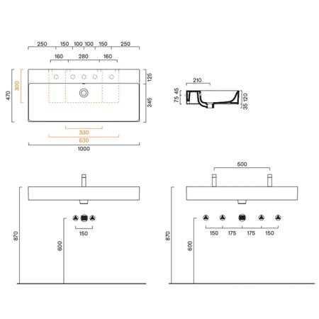 Catalano Premium Раковина 100x47см, без отв., цвет: белый матовый