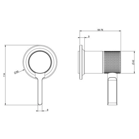 Gessi Inciso- Встраиваемый однорычажный смеситель, на 1/2",одна позиция. внешняя часть, цвет: Шлифованный черный металик
