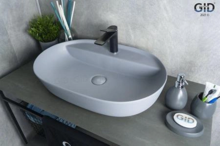 Раковина Gid Gm1346 61x41 на столешницу серая матовая