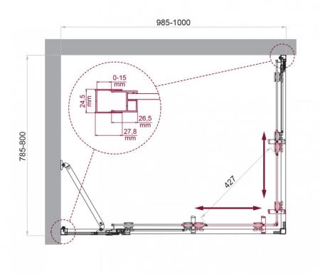 Душевой уголок BelBagno LUCE 145x90 прозрачное стекло 6 мм профиль хром LUCE-AH-21-145/90-C-Cr