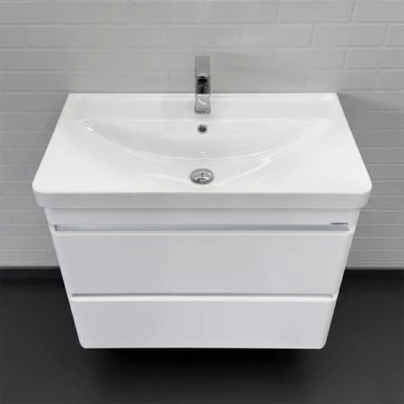 Тумба с раковиной Comforty Енисей-80П2 00-00021339 подвесная белый глянец c раковиной 4480