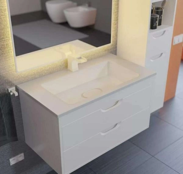 Тумба под раковину для ванной Uperwood Modul 80 см, подвесная, глянцевая, белая