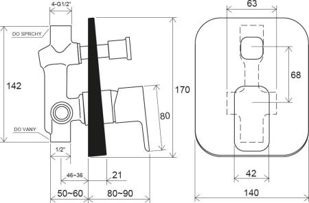 Смеситель для ванны Ravak 10° Free TD F 061.00 встроенный X070134