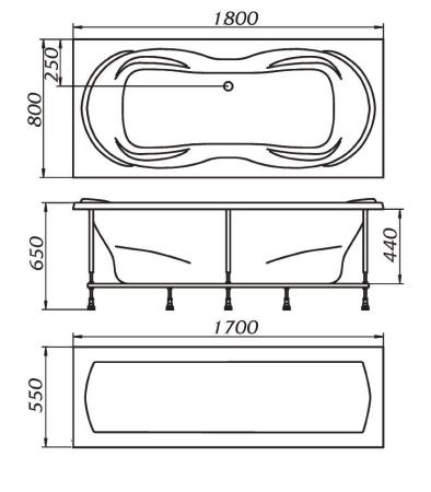 Акриловая ванна 1Marka Dinamica 180х80 см без гидромассажа