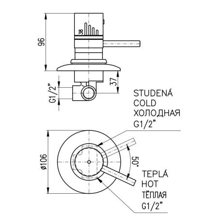 Смеситель Rav Slezak DUNAJ TERMOSTAT DT283 для душа, цвет Хром монтирующийся в стену