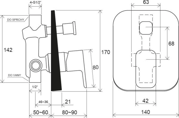 Смеситель для ванны Ravak 10° Free TD F 061.00 встроенный X070134