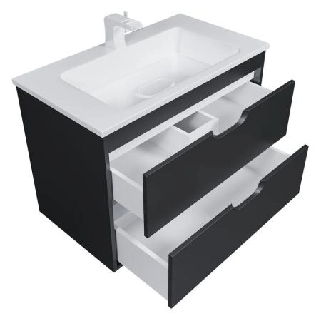 Тумба под раковину для ванной Uperwood Modul 80 см, подвесная, матовая, черная