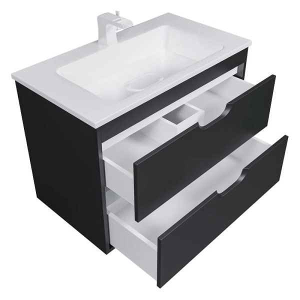 Тумба под раковину для ванной Uperwood Modul 80 см, подвесная, матовая, черная
