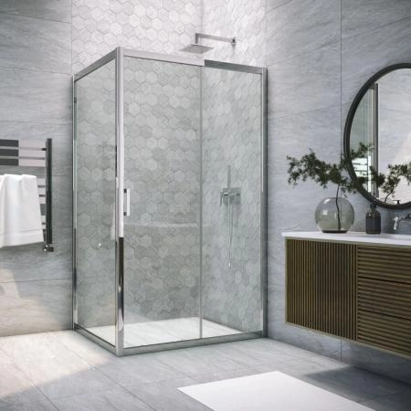 Душевой уголок Vegas-glass ZP+ZPV TUR NOVO 120*70 08 01, профиль глянцевый хром, стекло прозрачное