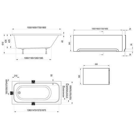 Ravak Chrome Ванна 180х80см, встраиваемая, цвет: белый